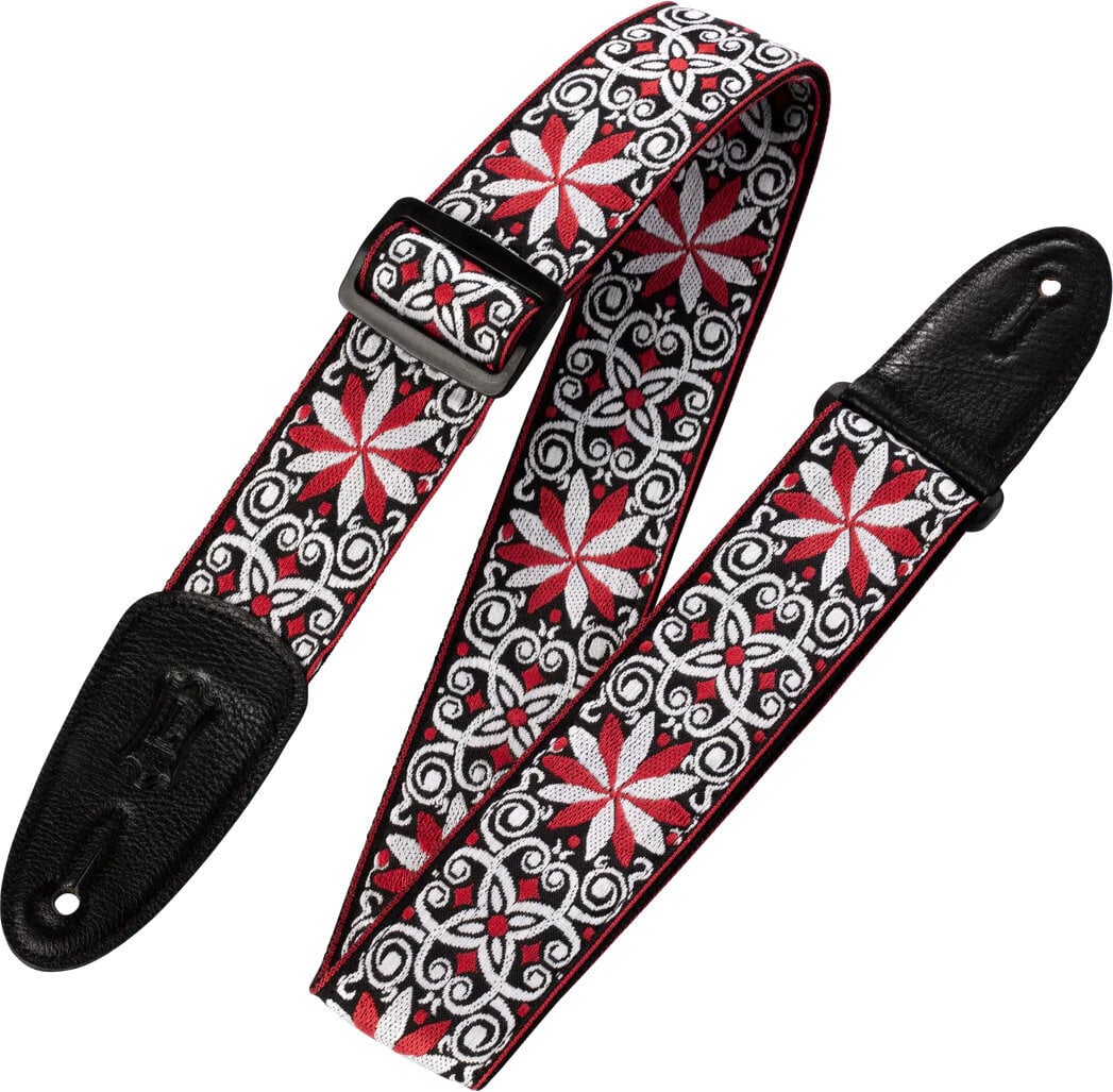 Textile guitar strap Levy's Hootenanny  Red and White Floral Textile guitar strap