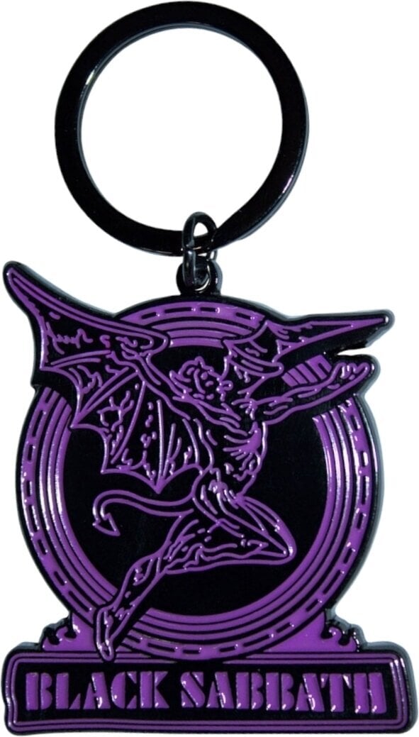 Muzieksleutelhanger Black Sabbath Purple Text Logo & Daemon Sleutelhanger