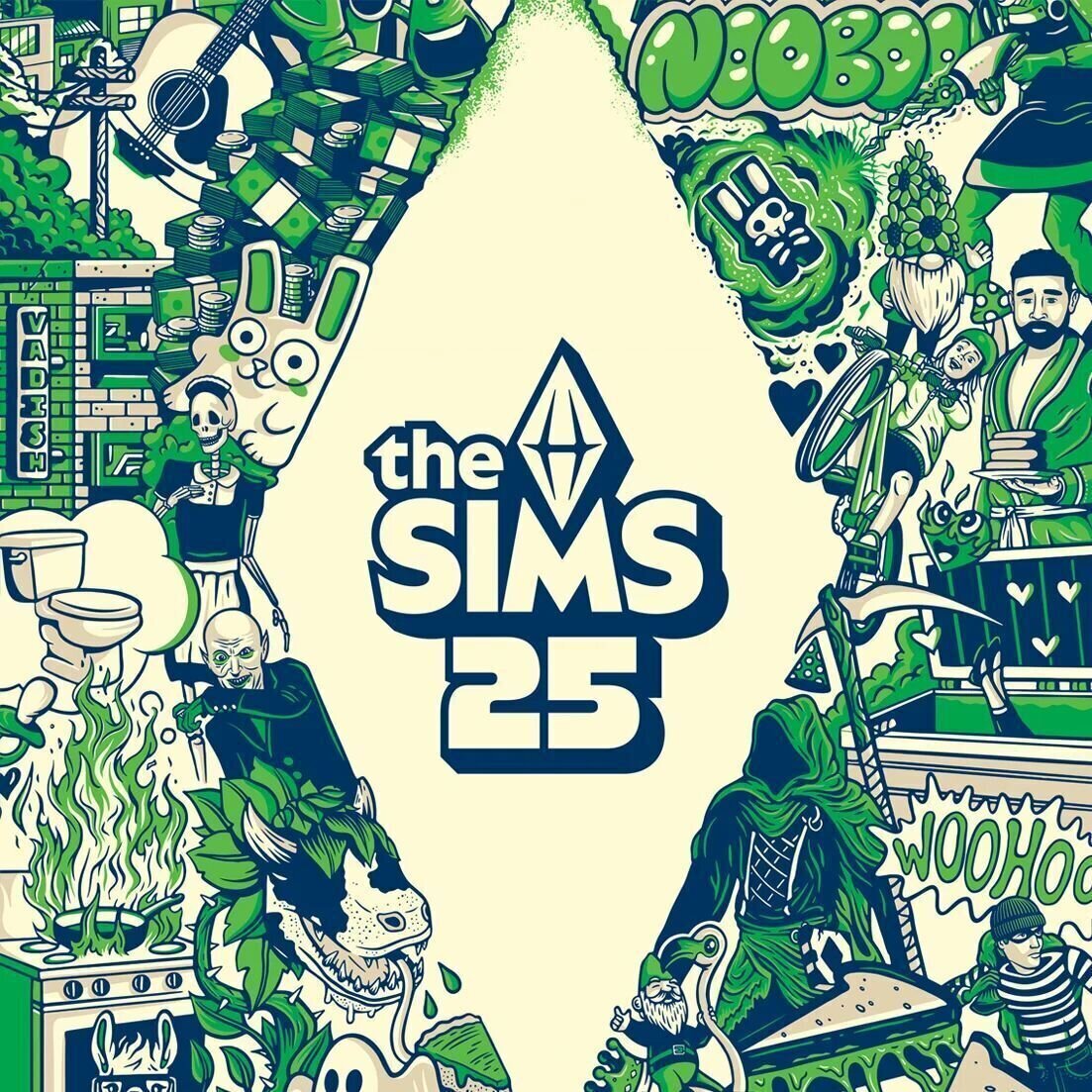 Schallplatte Various Artists - The Sims 25th Soundtrack (Clear with Neon Green Splatter Coloured) (2 LP)