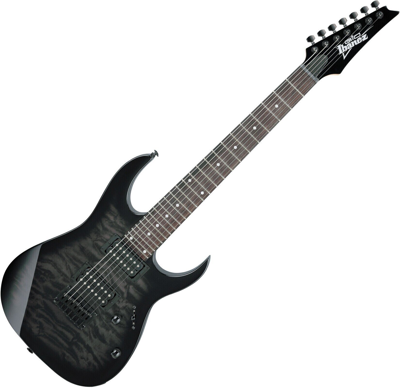 Guitarra elétrica de 7 cordas Ibanez GRG7221QA-TKS Transparent Black Sunburst Guitarra elétrica de 7 cordas