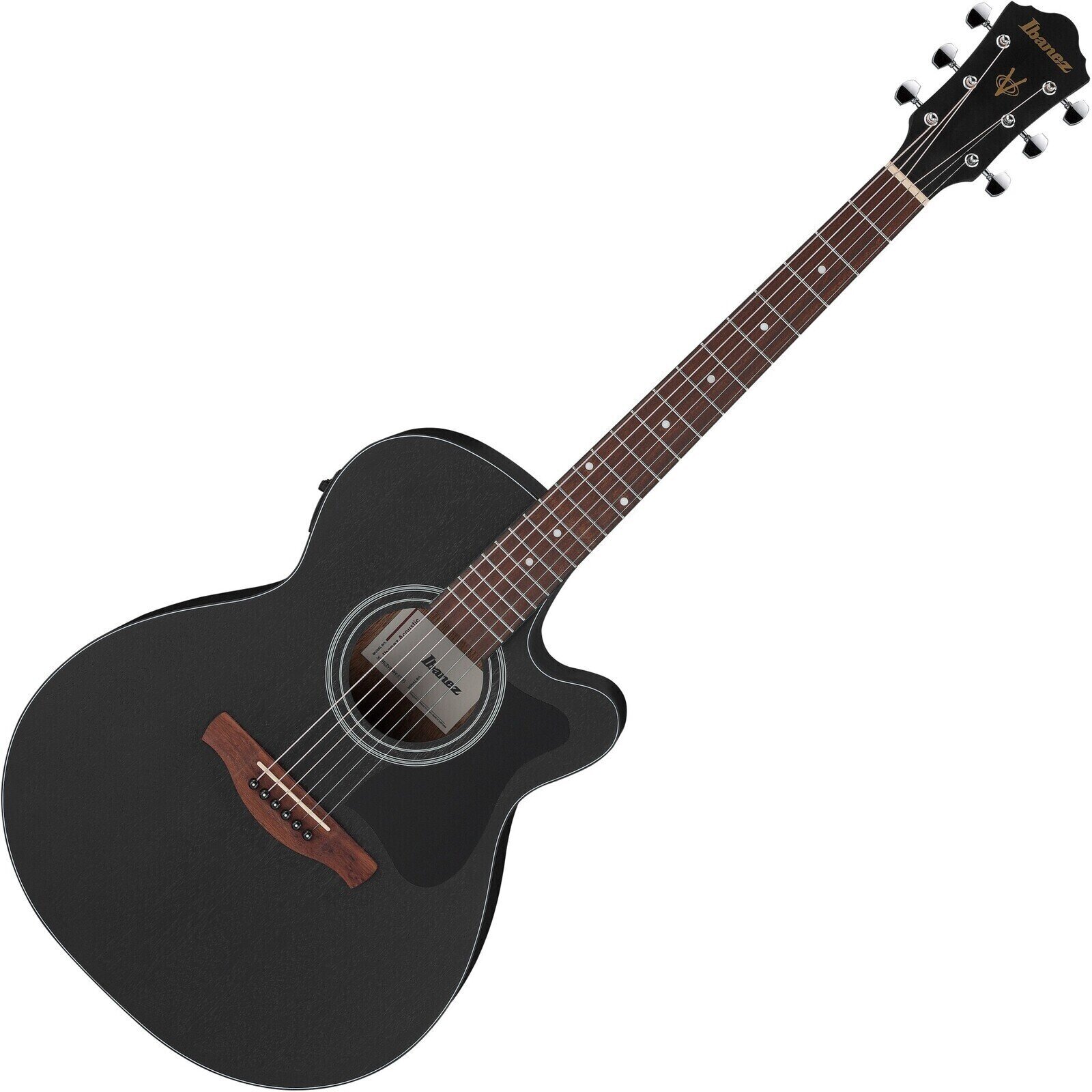 Jumbo z elektroniką Ibanez VC44CE-WK Weathered Black Open Pore Jumbo z elektroniką