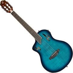 Konzertgitarre mit Tonabnehmer Ortega RTPDLX-FMA-L 4/4 Flamed Maple Blue Konzertgitarre mit Tonabnehmer