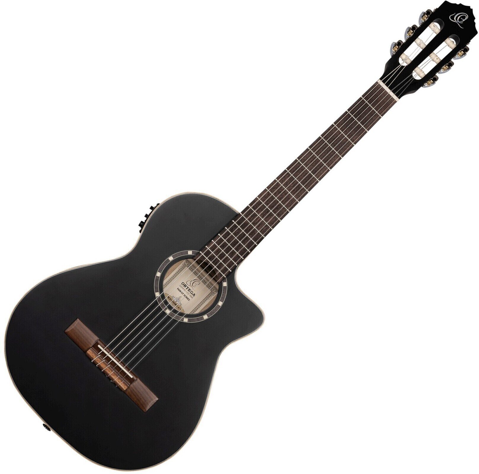 Gitara klasyczna z przetwornikiem Ortega RCE125SBK-3/4 3/4 Satin Black Gitara klasyczna z przetwornikiem