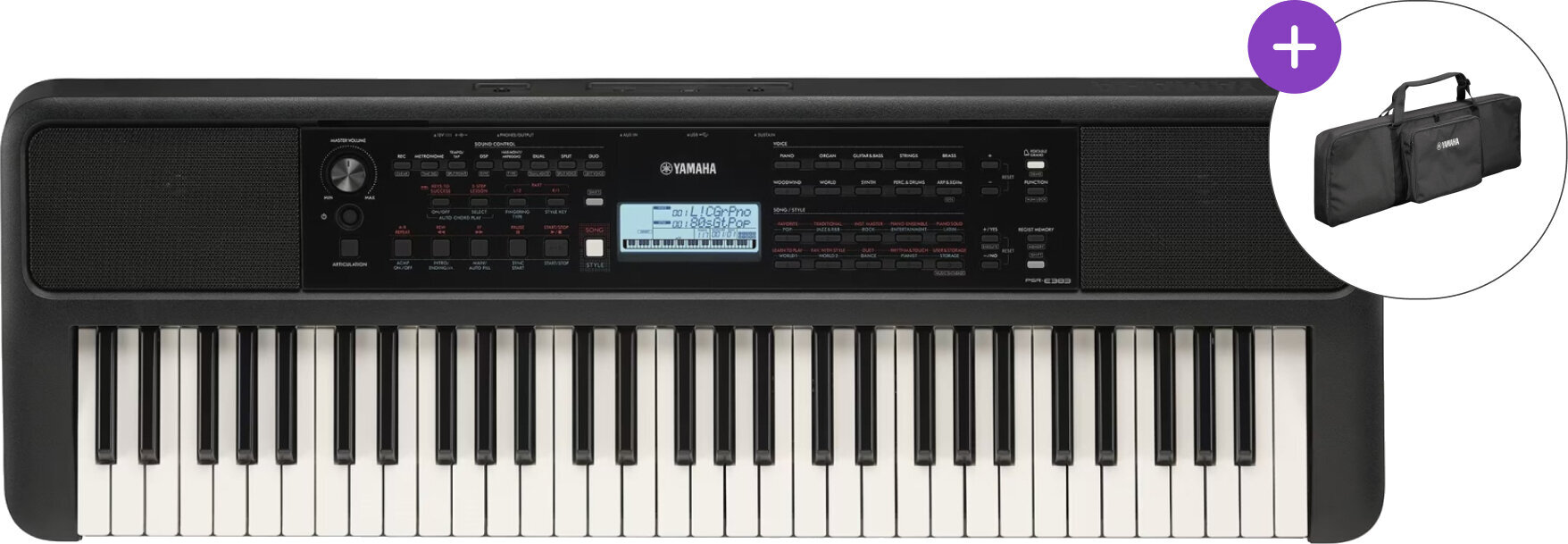 Синтезатор с динамика Yamaha PSR-E383 Cover SET Синтезатор с динамика Black