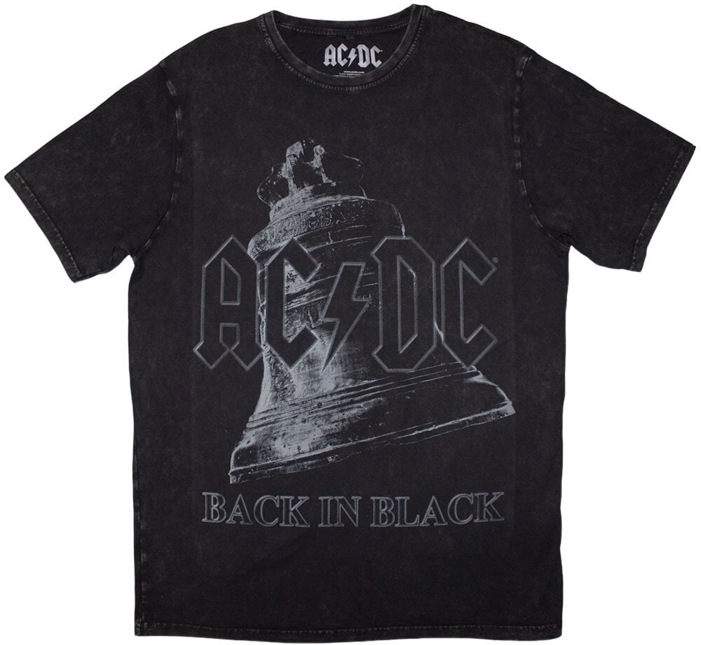 AC/DC Tričko Back In Black Bell Stone Wash Unisex Black 2XL