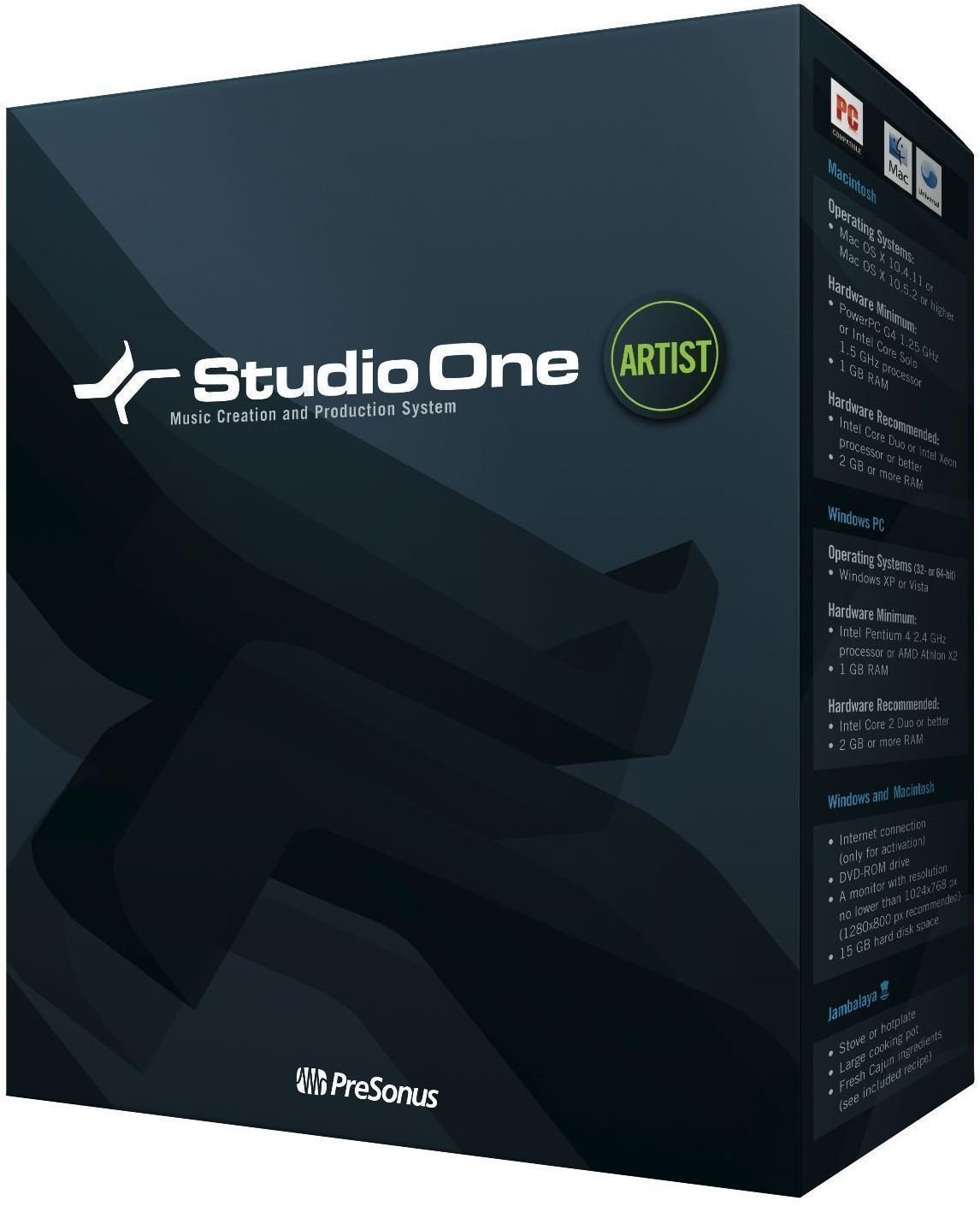 Nahrávací studiový software DAW Presonus Studio One Artist Audio