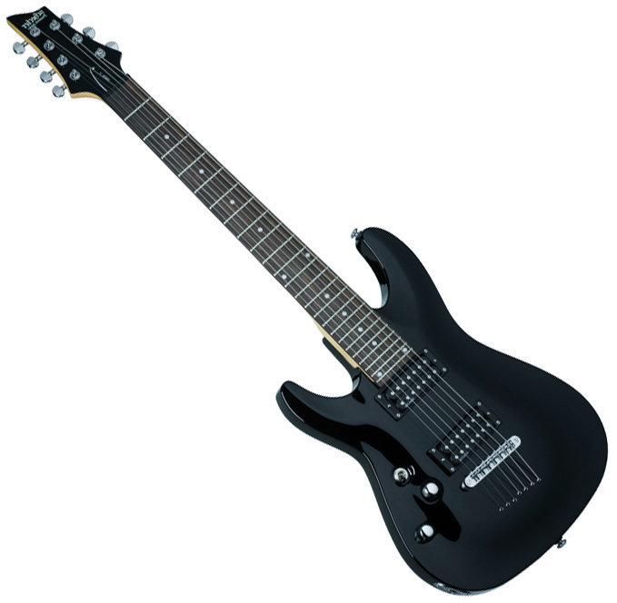 Guitarra eléctrica de 7 cuerdas Schecter Omen-7 LH Negro