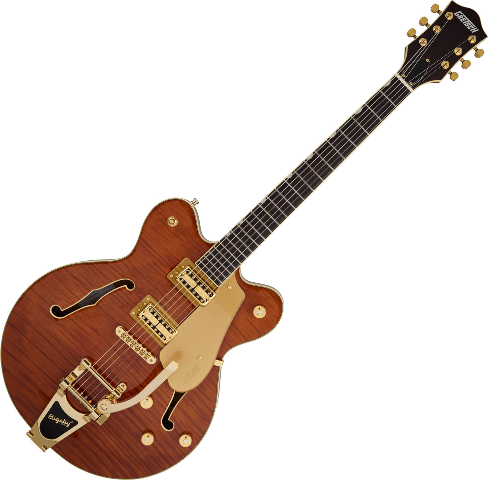 Semi-Acoustic Guitar Gretsch Electromatic Flame Okoume Broadkaster DC Bigsby RW Roundup Orange Semi-Acoustic Guitar