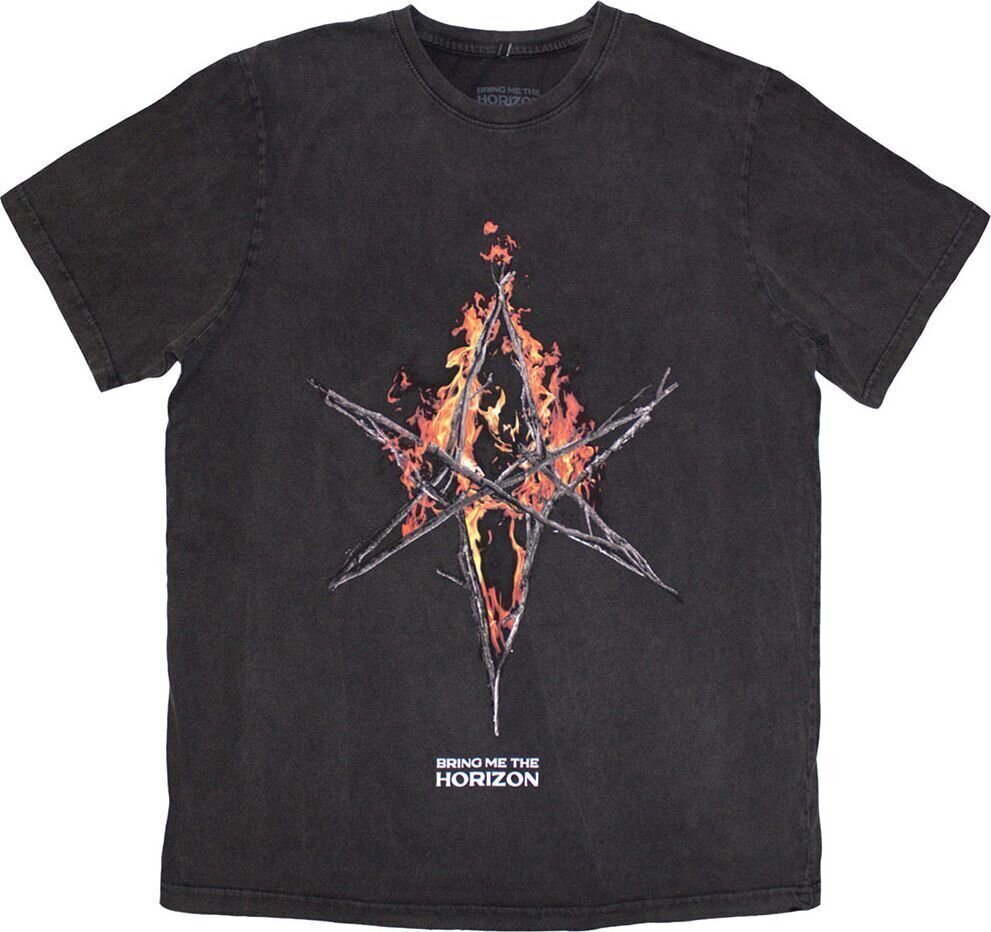Košulja Bring Me The Horizon Flame Hex & Text Logo Grey Wash M Košulja