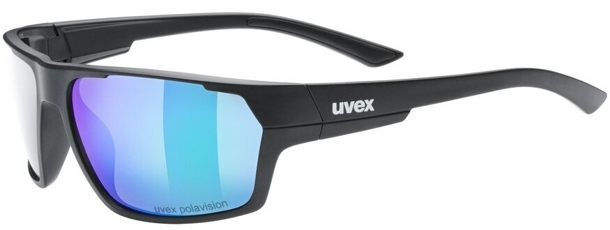 Okulary sportowe UVEX Sportstyle 233 Polarised Black Matt/Polavison Mirror Green Okulary sportowe