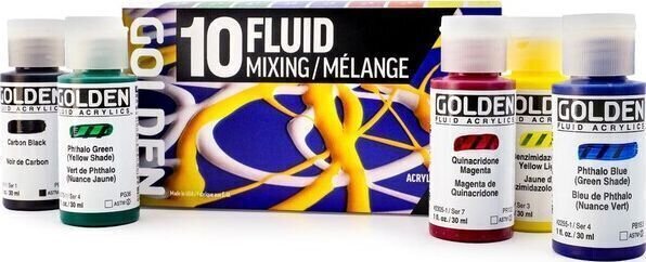 Golden Artist Colors Fluid Mixing Sada akrylových barev 10 x 30 ml