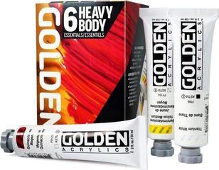 Acrylic Paint Golden Artist Colors Heavy Body Essentials Set of Acrylic Paints 6 x 59 ml