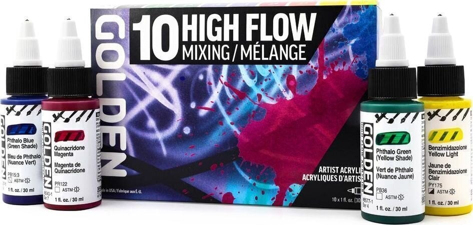 Golden Artist Colors High Flow Mixing Sada akrylových barev 10 x 30 ml