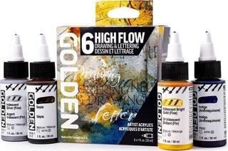 Peinture acrylique Golden Artist Colors High Flow Drawing & Lettering Ensemble de peintures acryliques 6 x 30 ml