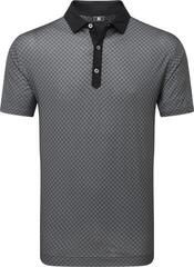 Tricou polo Footjoy Checker Print Lisle Mens Black/White