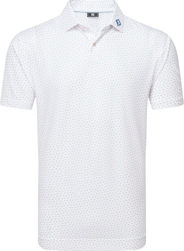 Footjoy Bounce Print Pique Mens White/Orange/Blue Jay S Polo košile