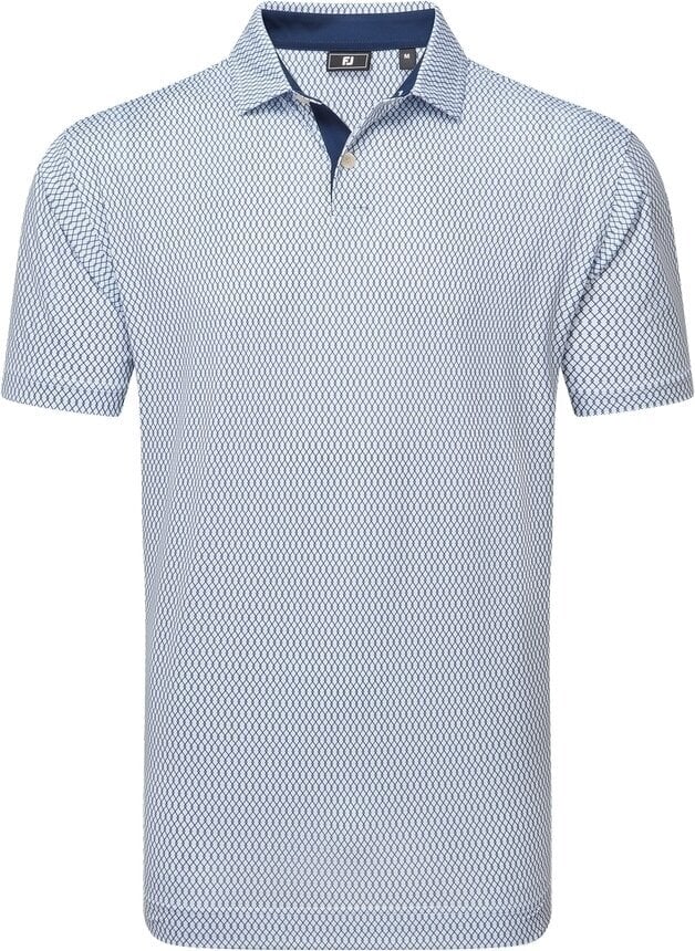 Footjoy Irongate Print Lisle Mens White/Navy M Polo košeľa