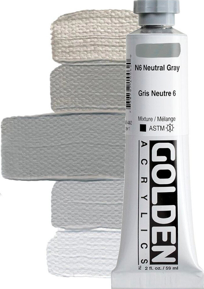 Peinture acrylique Golden Artist Colors Heavy Body Peinture acrylique N6 Neutral Gray 59 ml 1 pc