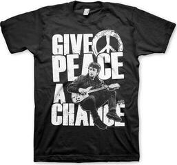 T-shirt John Lennon Give Peace A Chance Unisex T-shirt de manga curta/Black/Curto