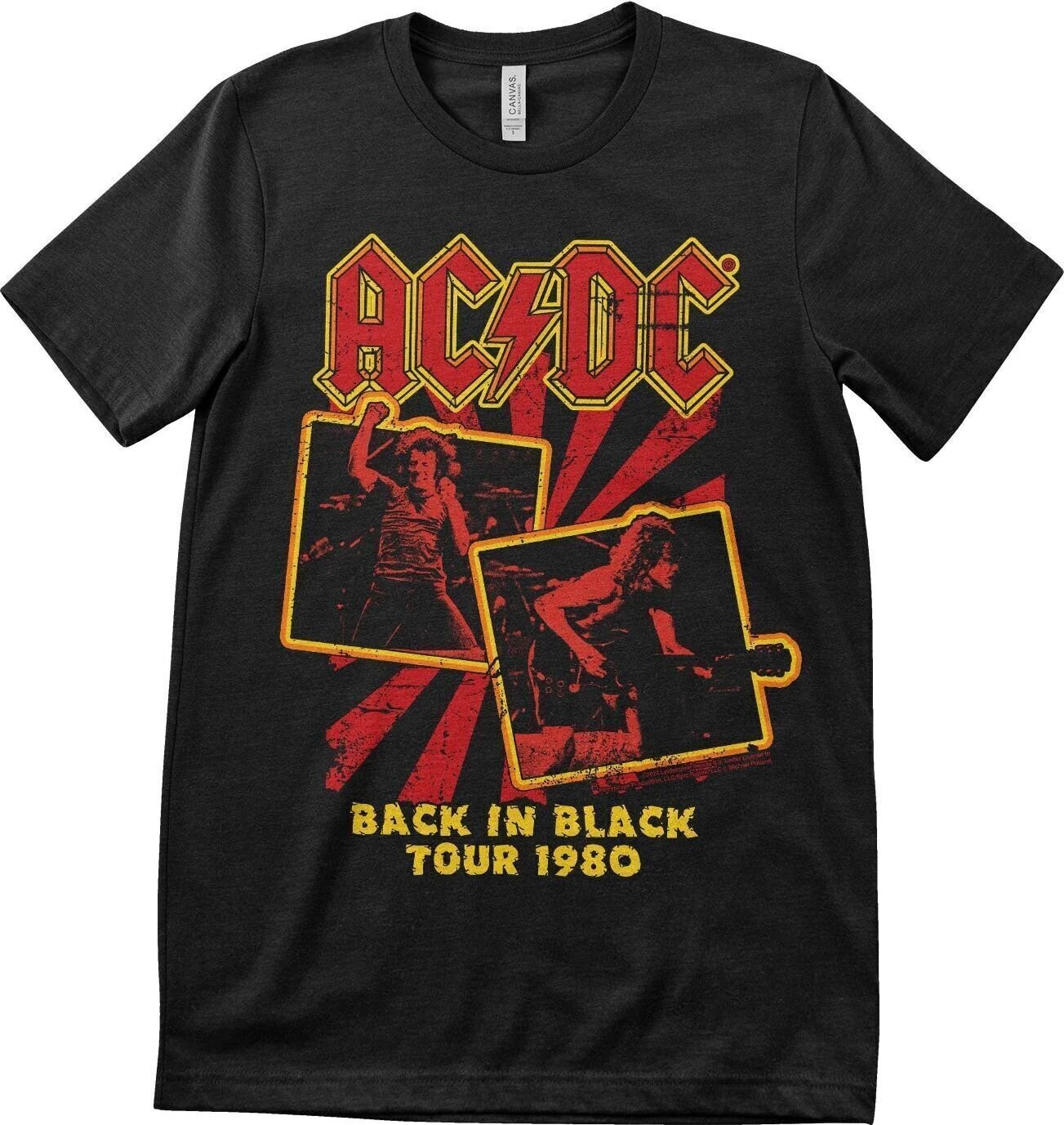 AC/DC Tričko Back In Black Tour 1980 Unisex Black 2XL