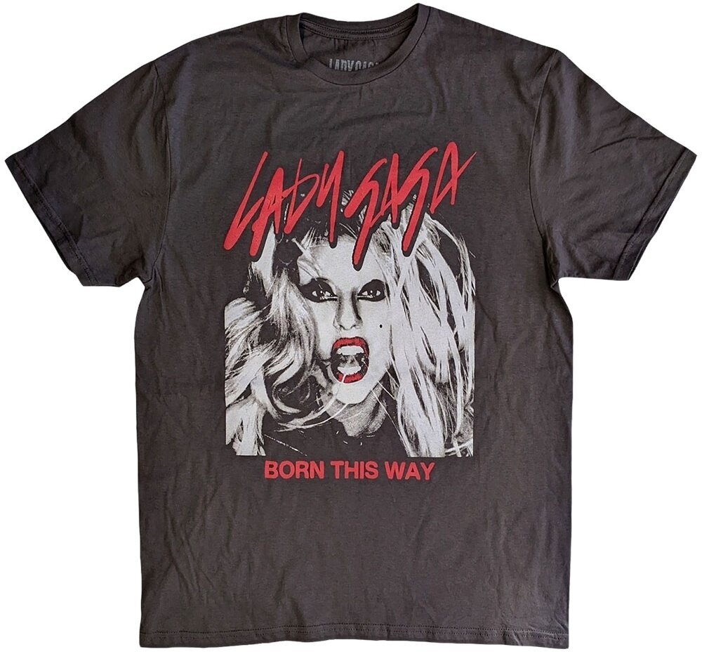 T-shirt Lady Gaga Born This Way Photo Charcoal Grey 2XL T-shirt
