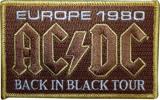 Кръпка / значка AC/DC Europe 1980 Back In Black Tour Iron-On пластир - 1