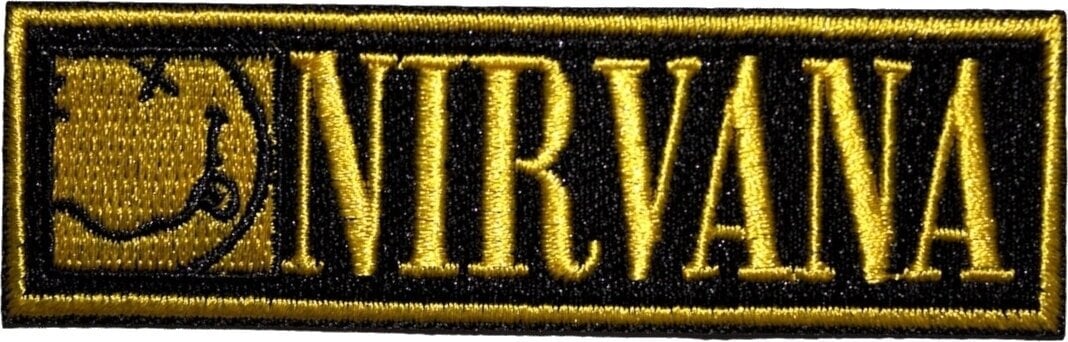 Patch / Badge Nirvana Logo & Happy Face Bordered Small Iron-On Patch
