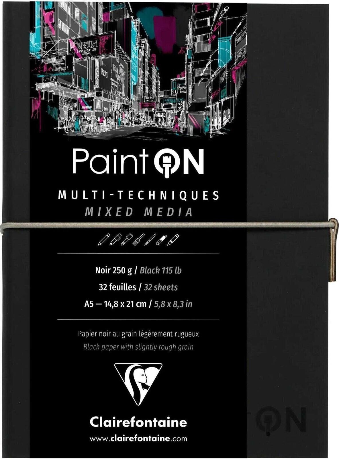 Skizzenbuch Clairefontaine Paint'On Skizzenbuch 32 A5 250 g Black