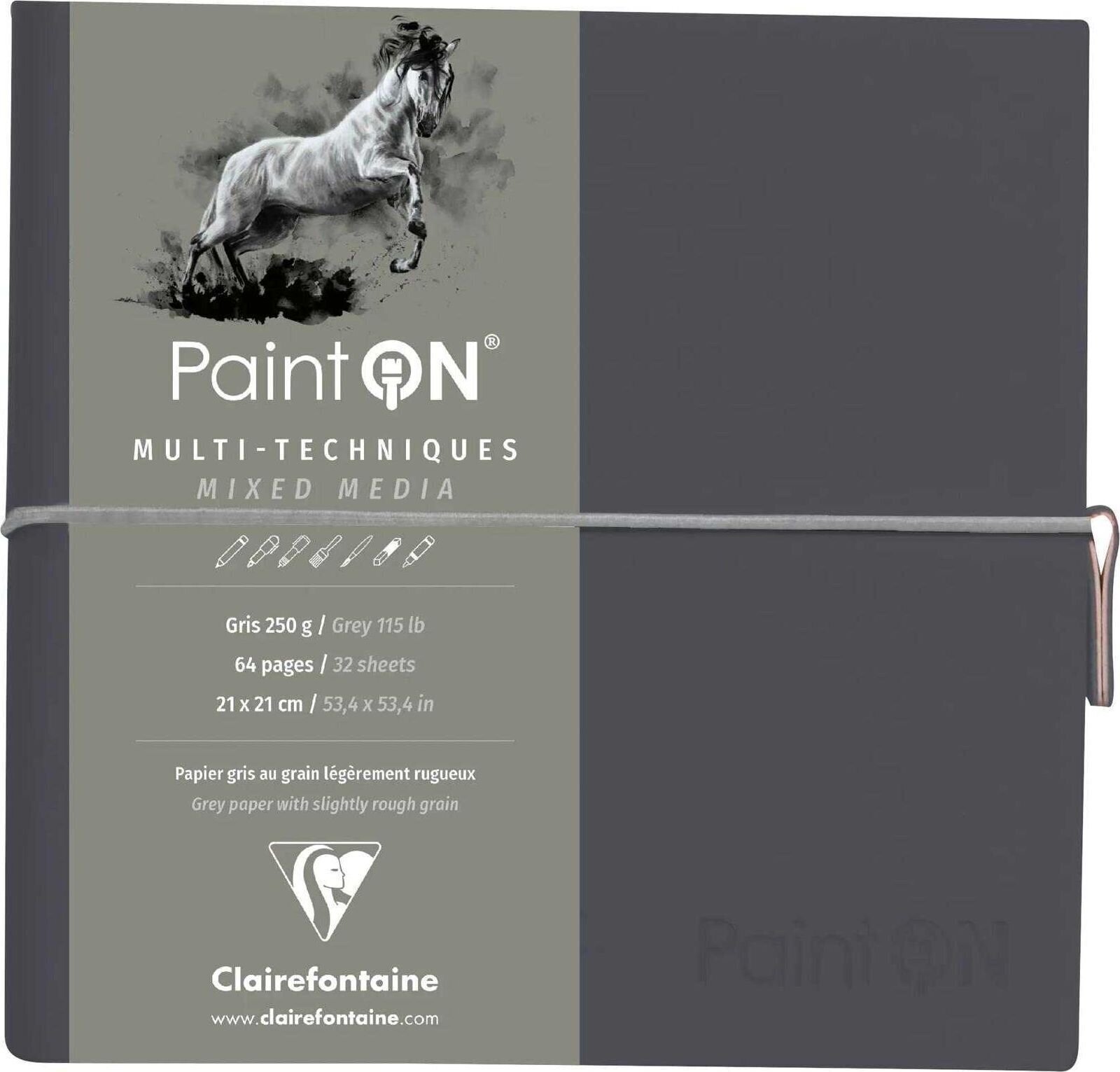 Blok za skiciranje Clairefontaine Paint'On Blok za crtanje 32 19 x 19 cm 250 g Grey