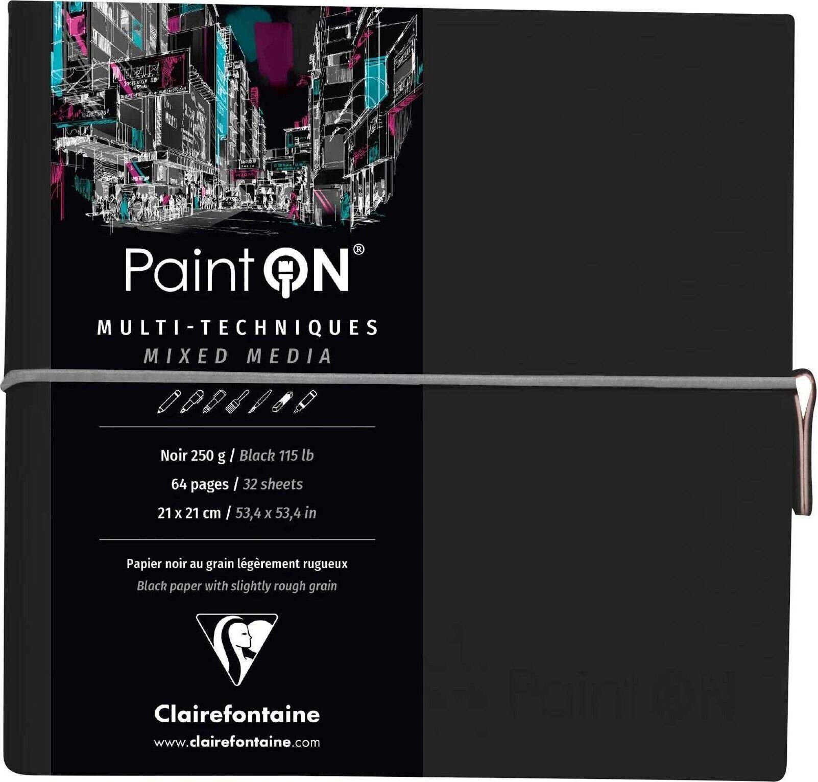 Sketchbook Clairefontaine Paint'On Sketchbook 32 19 x 19 cm 250 g Black