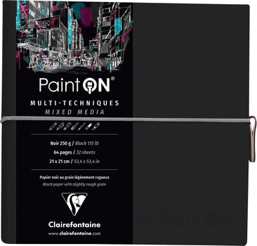 Sketchbook Clairefontaine Paint'On Sketchbook 32 19 x 19 cm 250 g Black - 1