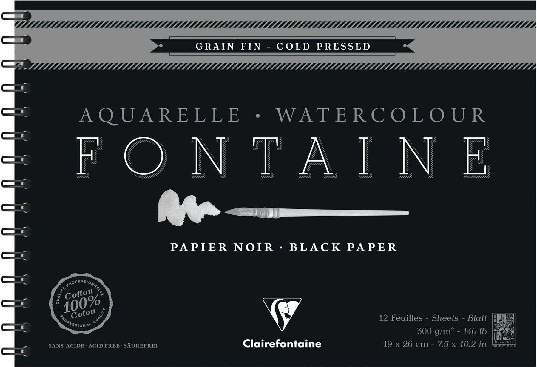 Skissebok Clairefontaine Aquarel Block 300g 12 Sheets 19x26 cm