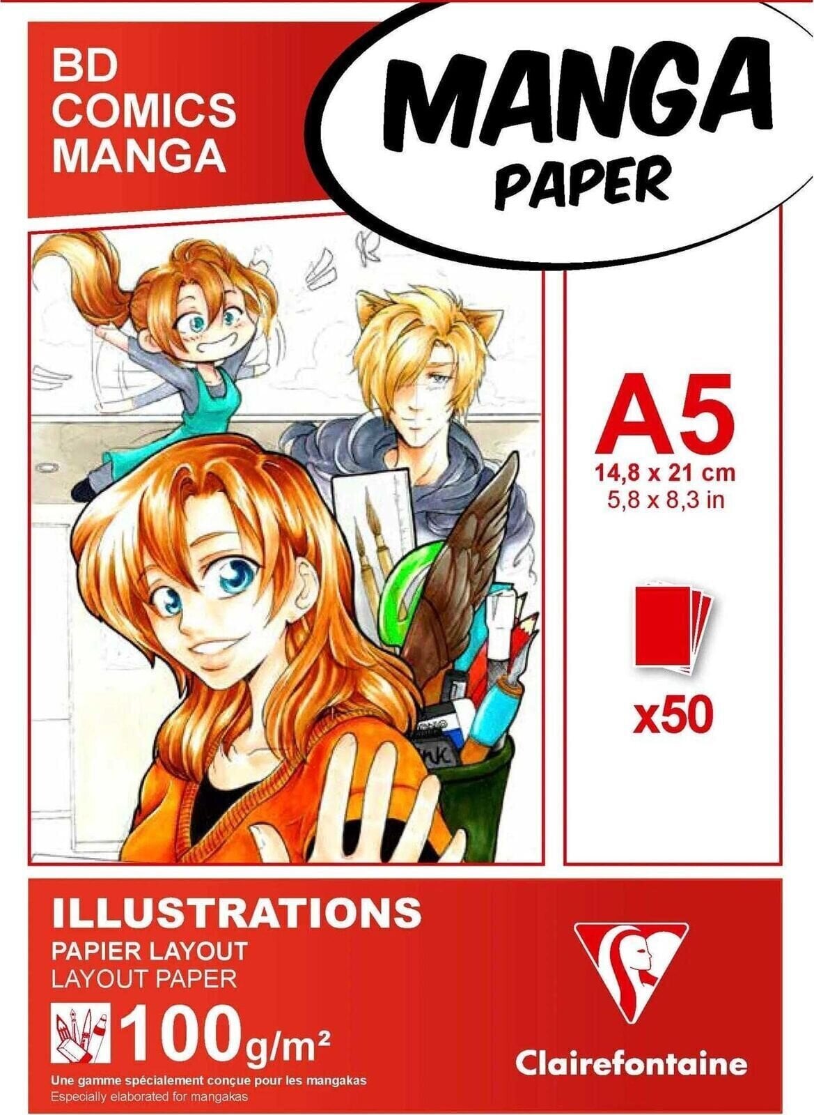 Skizzenbuch Clairefontaine Mangapaper Skizzenbuch 50 A5 100 g