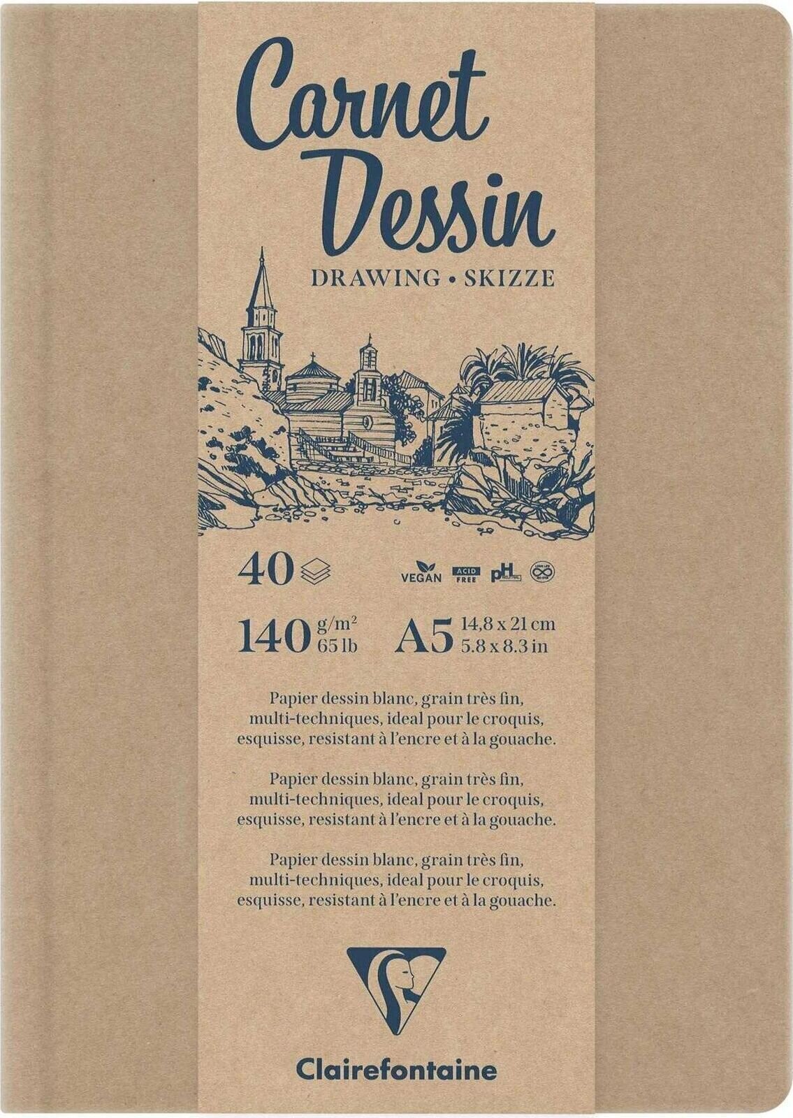 Skizzenbuch Clairefontaine Kraft Skizzenbuch 40 A5 140 g