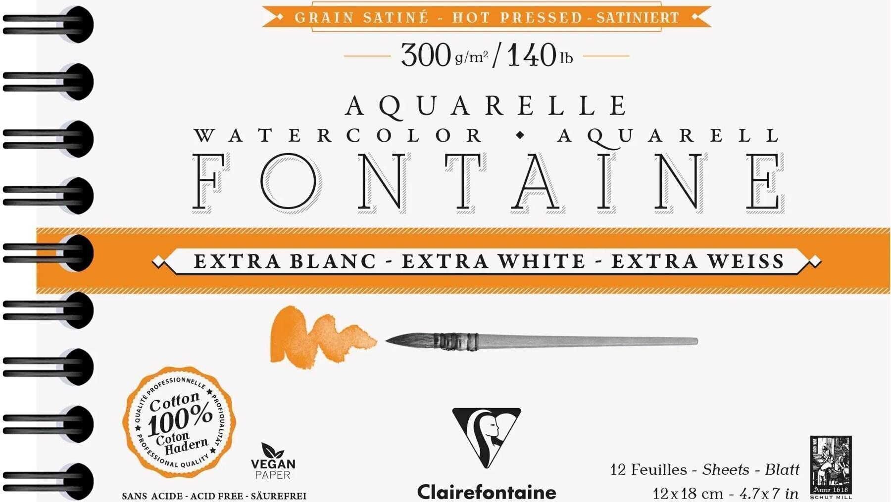 Skizzenbuch Clairefontaine Fontainewhite Skizzenbuch 12 12 x 18 cm 300 g