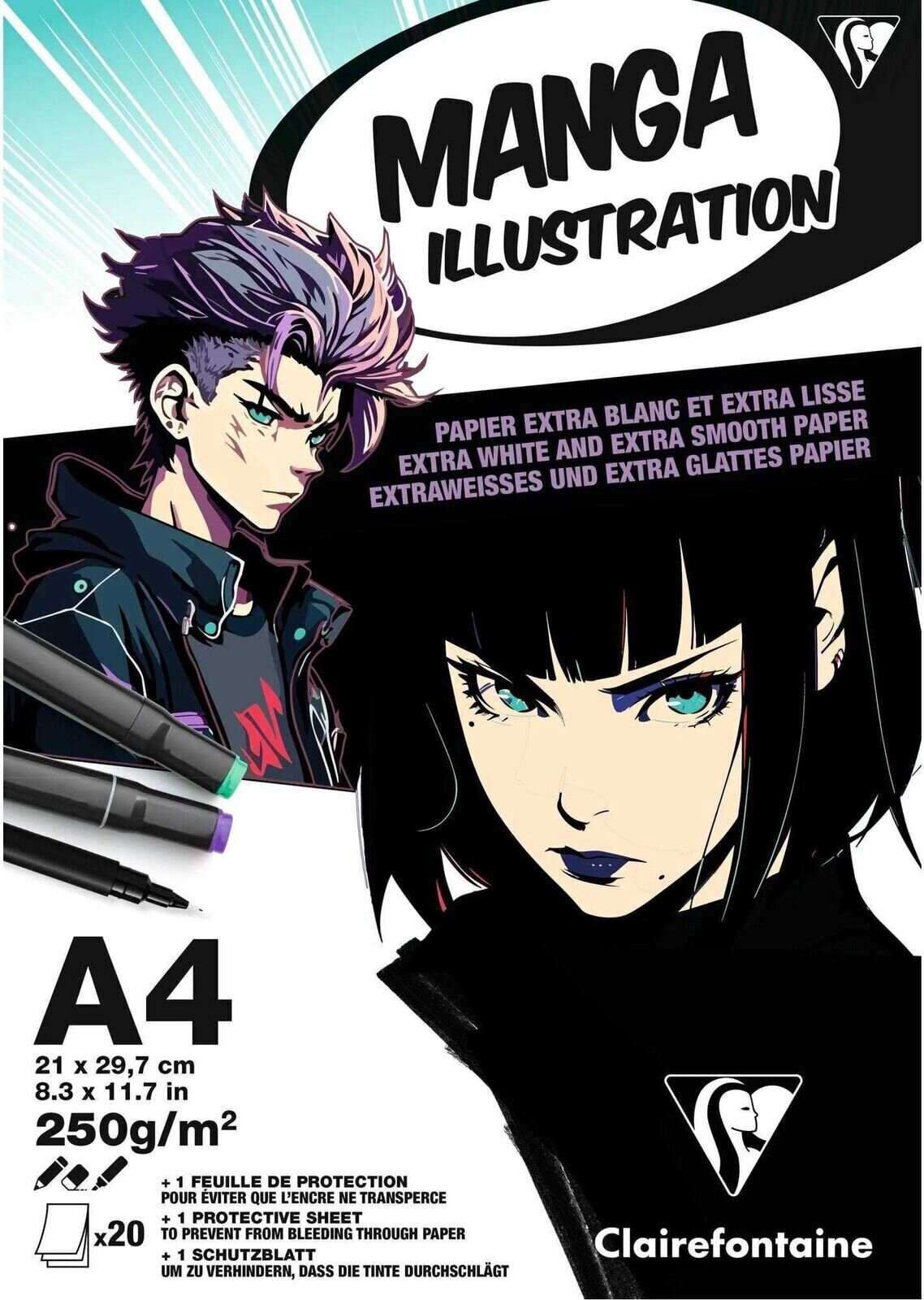 Skizzenbuch Clairefontaine Manga Illustration Skizzenbuch 20 A4 250 g
