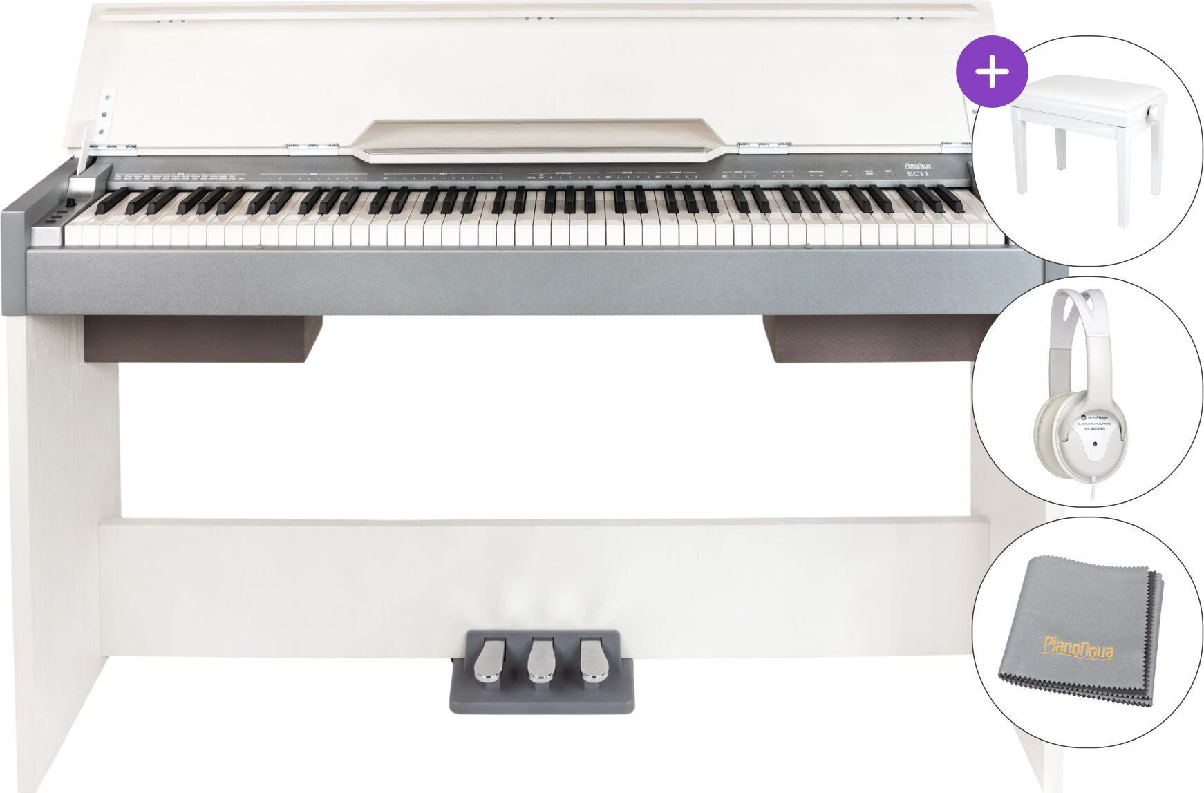 Pianino cyfrowe Pianonova El Clasico White SET Pianino cyfrowe White