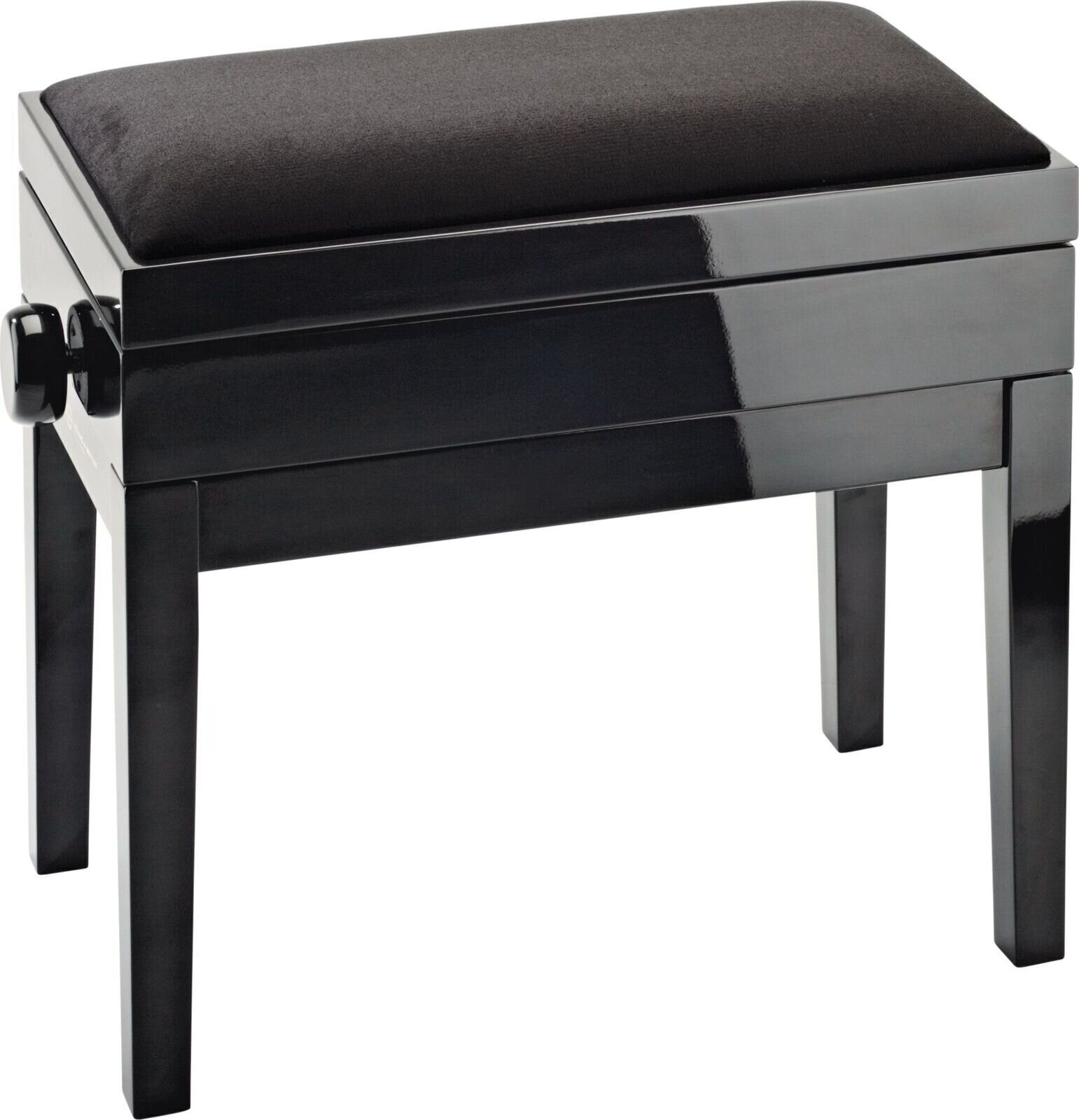 Pianokrakk i tre Konig & Meyer Piano Bench With Sheet Music Storage, Black Velvet Seat