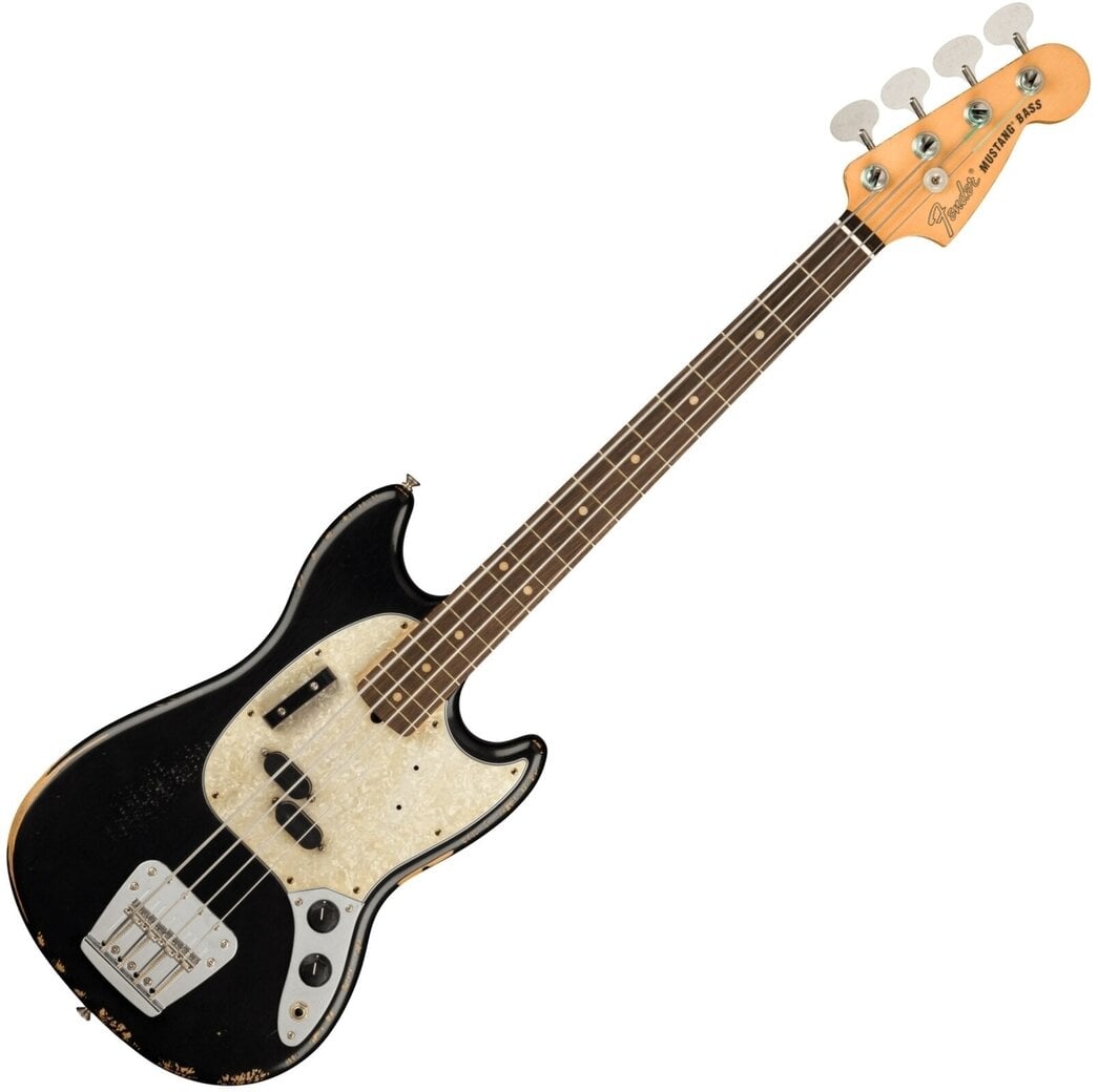 Fender JMJ Road Worn Mustang Bass RW Black Baixo de 4 cordas - Muziker