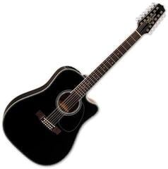 12 húros elektroakusztikus gitár Takamine EF381DX Black 12 húros elektroakusztikus gitár