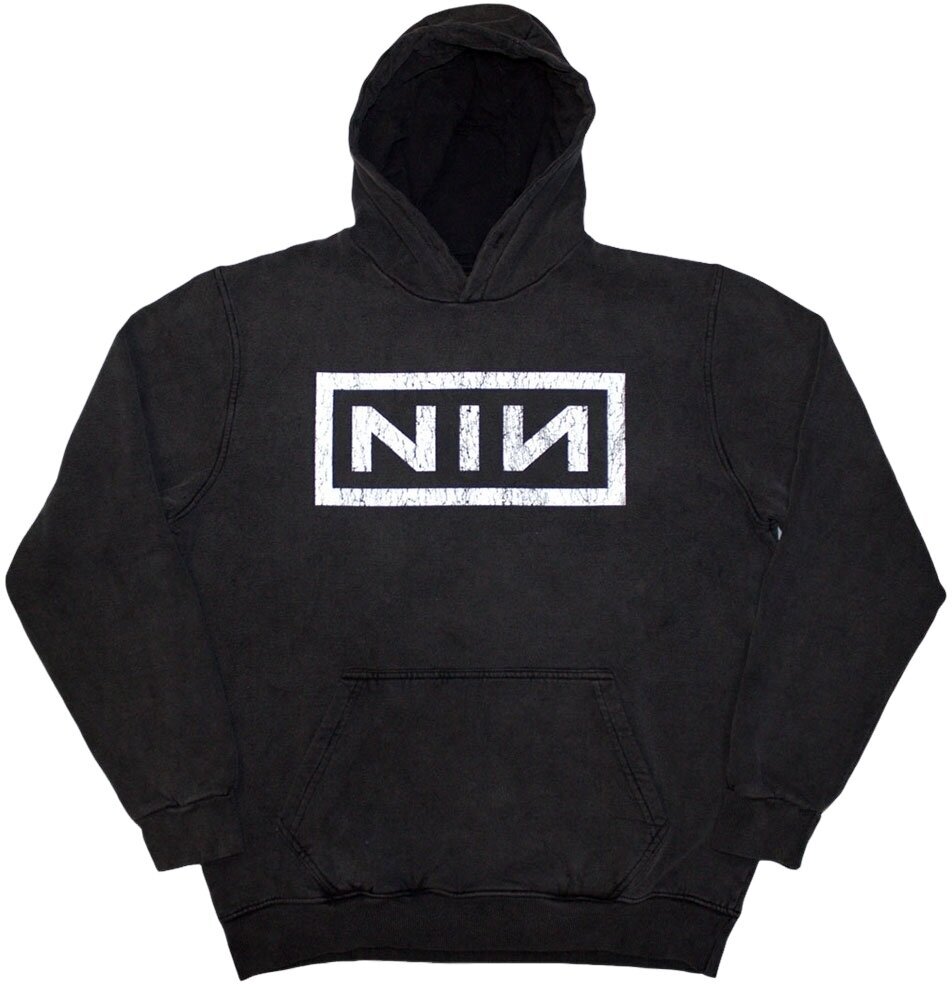 Hoodie Nine Inch Nails Classic Logo Stone Wash Gri cărbune L Hoodie