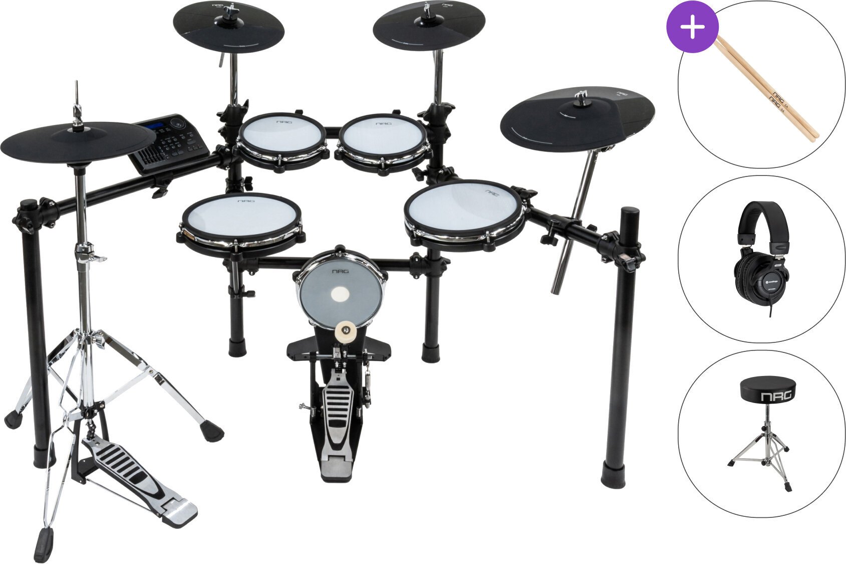 Комплект електронни барабани NRG EDK-200 Stage Kit SET Black Комплект електронни барабани