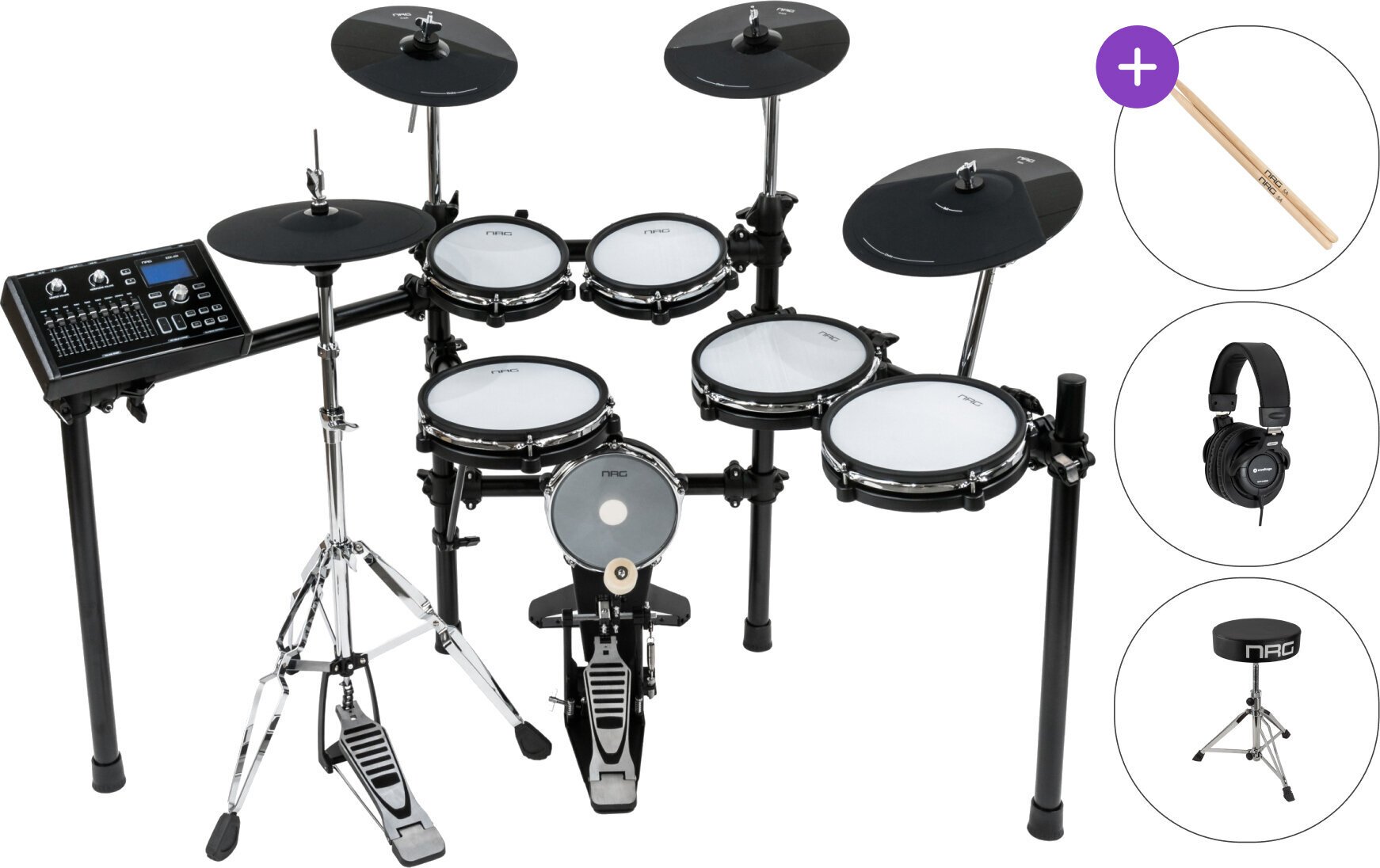 Elektronisch drumstel NRG EDK-400 Studio Kit SET Black Elektronisch drumstel