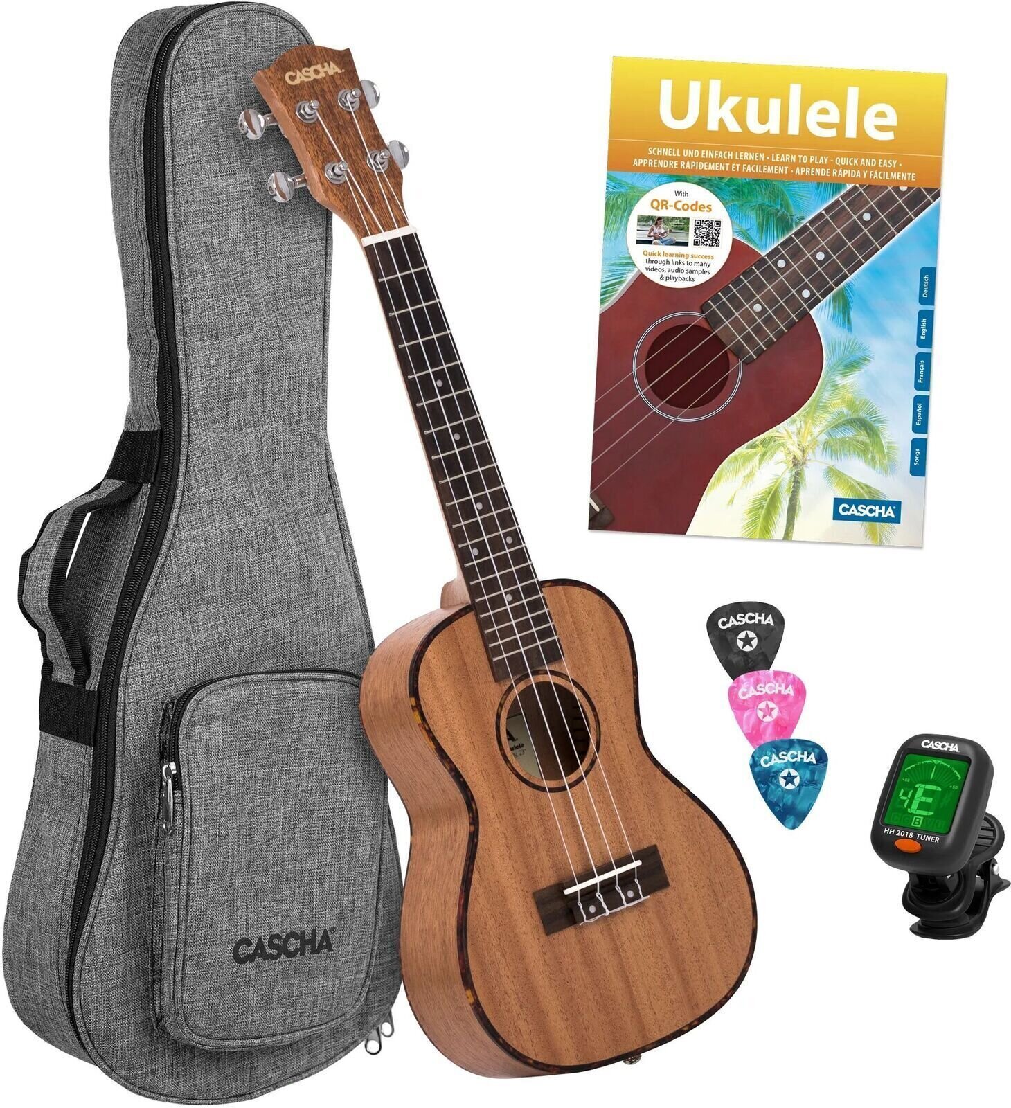 Konzert-Ukulele Cascha HH 2036 Premium Natural Konzert-Ukulele