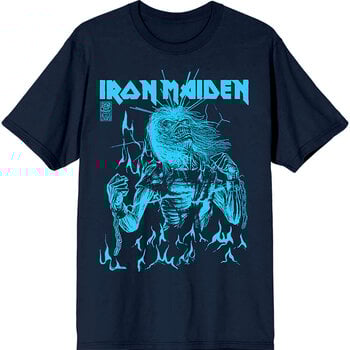T-Shirt Iron Maiden 50 Life After Death Flames Blue Navy Blue L T-Shirt - 1