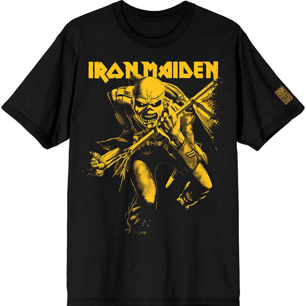 Iron Maiden Tričko 50 Trooper Crop Yellow Unisex Black 2XL
