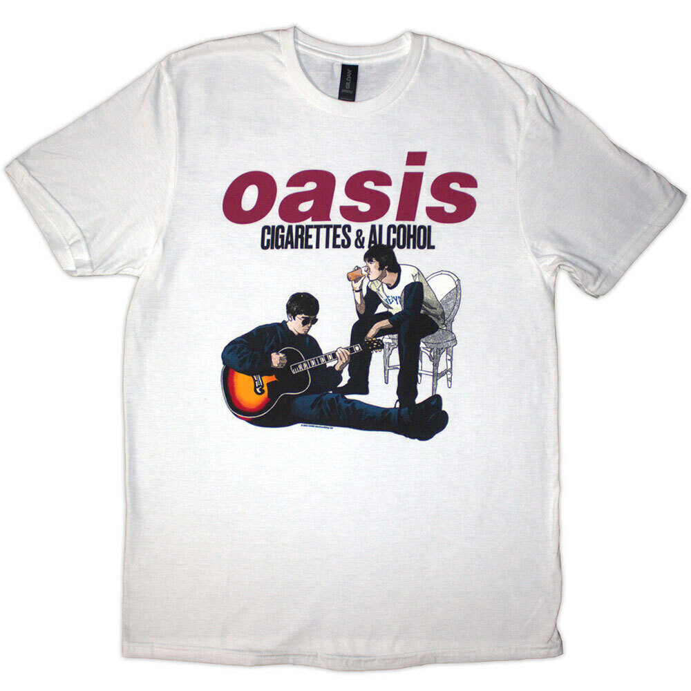 T-Shirt Oasis Cigarettes & Alcohol Illustration White 2XL T-Shirt