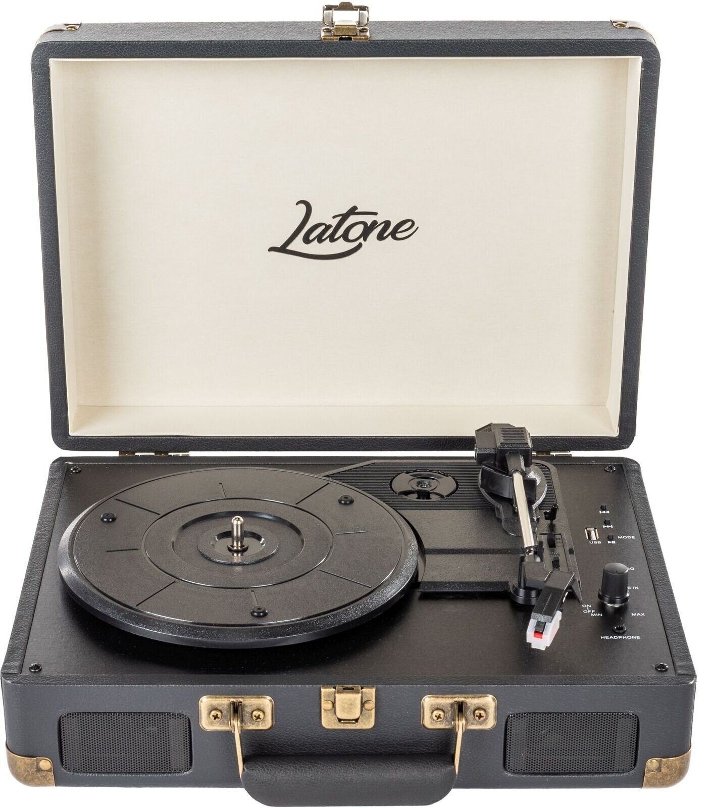 Placă turnantă portabil Latone RetroCase Black Placă turnantă portabil