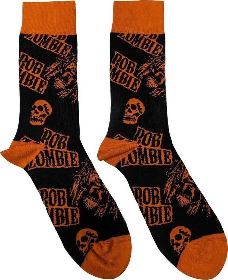 Chaussettes Rob Zombie Chaussettes Skull Face Orange Black 40-45