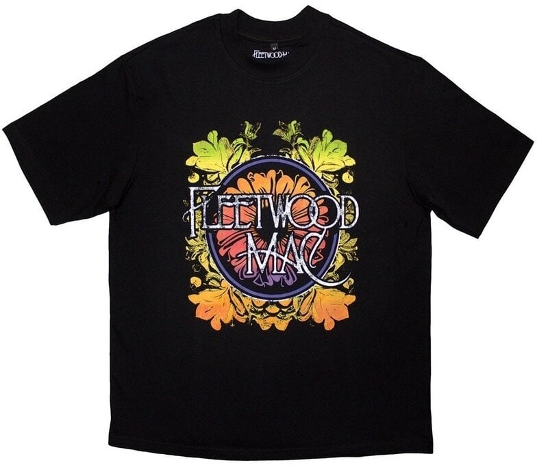 T-Shirt Fleetwood Mac T-Shirt Circle Floral Logo Oversized Unisex Black XL